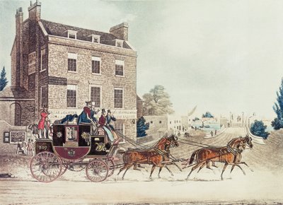 Quicksilver Royal Mail Passing the Star and Garter at Kew Bridge by James Pollard